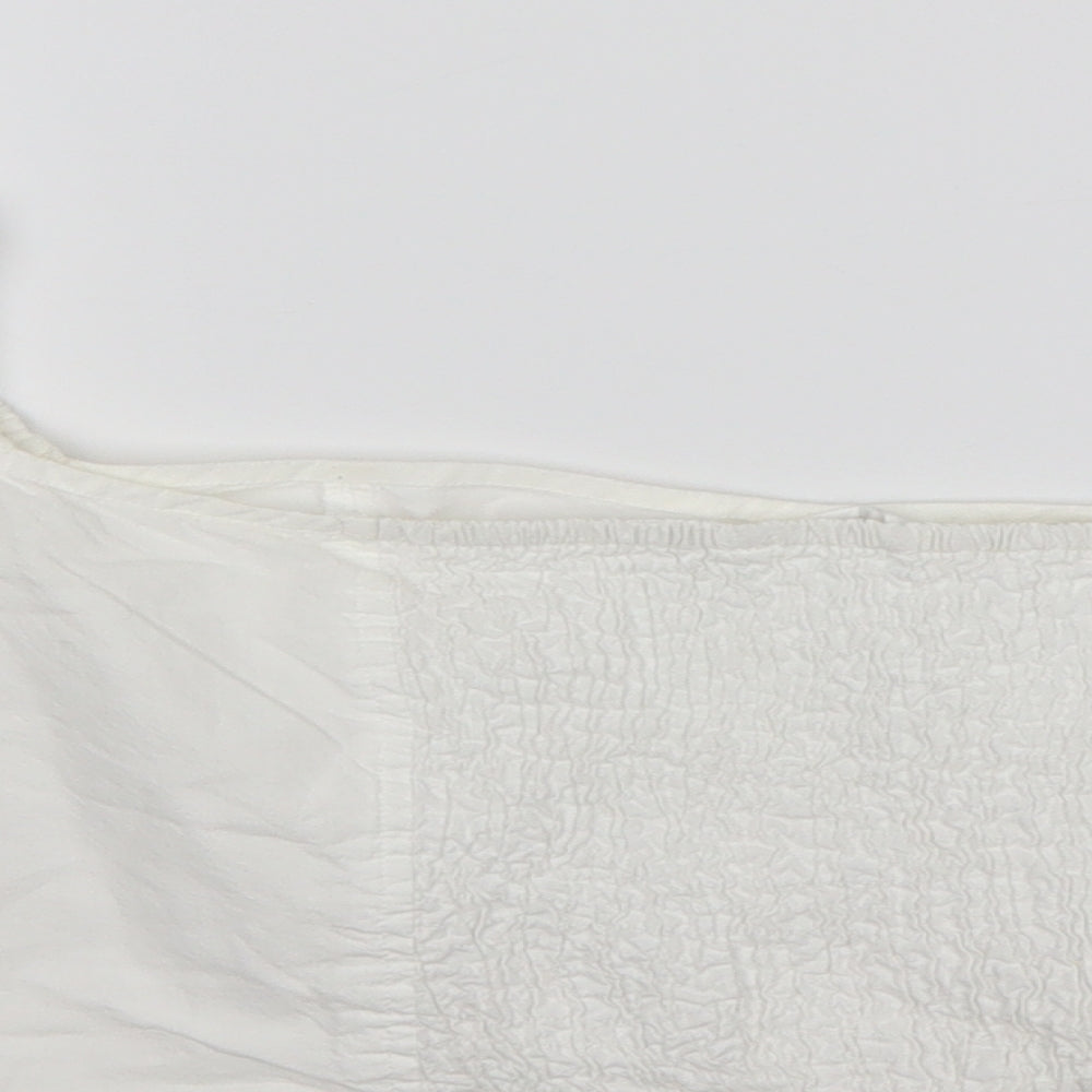Missguided Womens White Cotton Cropped Blouse Size 10 Boat Neck