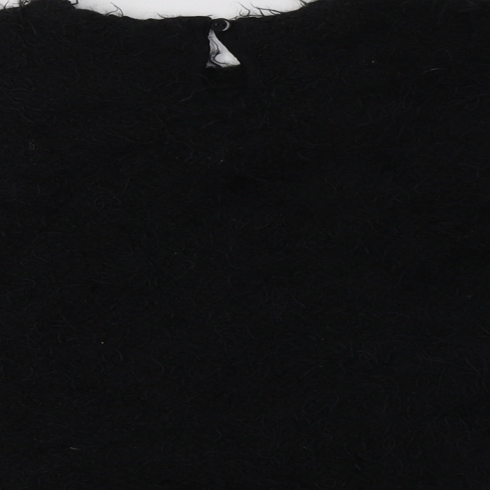 George Girls Black Crew Neck Polyester Pullover Jumper Size 6-7 Years Button