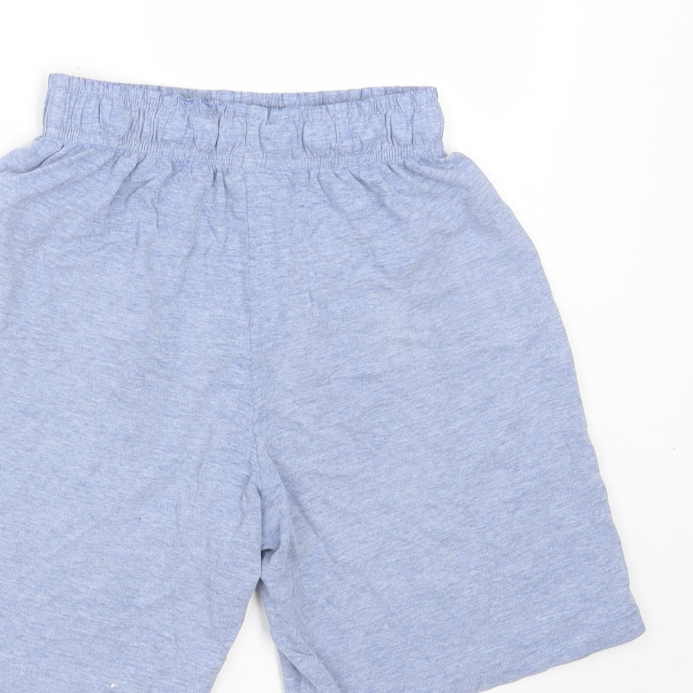Marks & Spencer Girls Blue Solid Cotton Sleep Shorts Size 8-9 Years