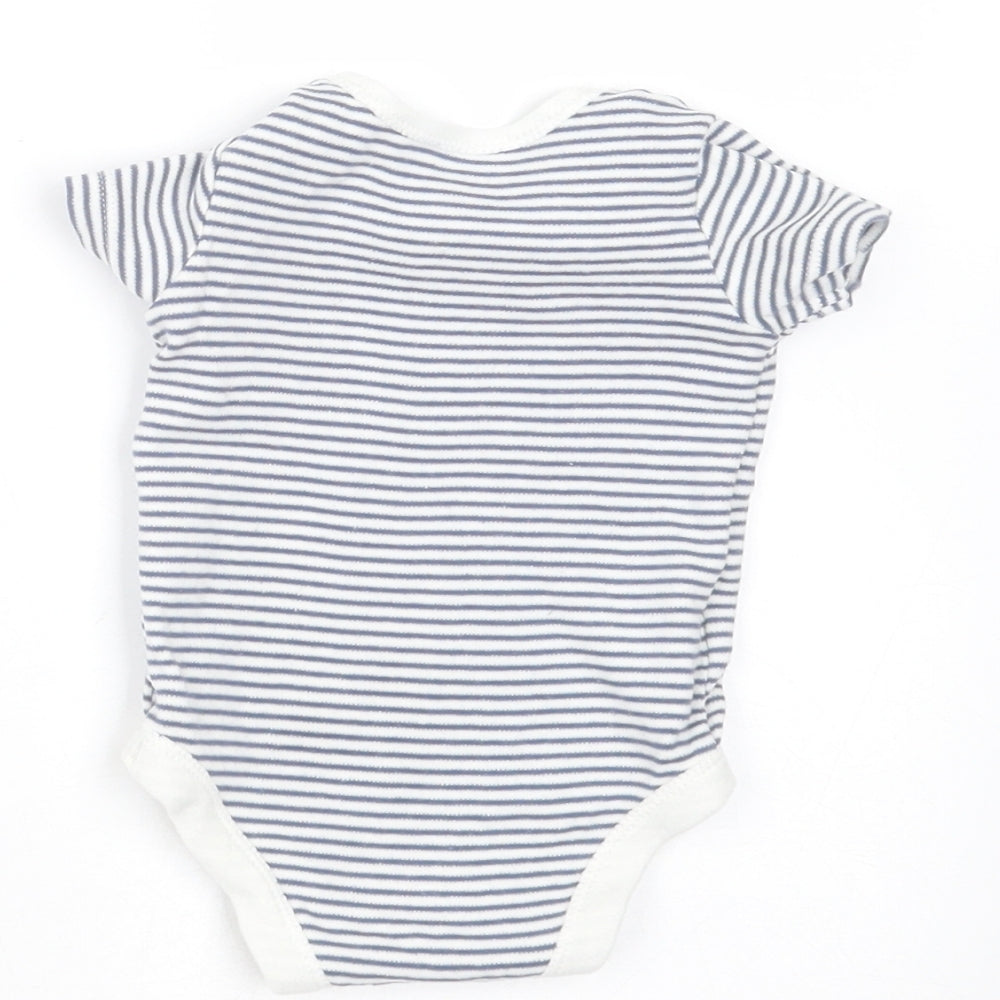 Tu Baby Blue Striped Cotton Babygrow One-Piece Size Newborn