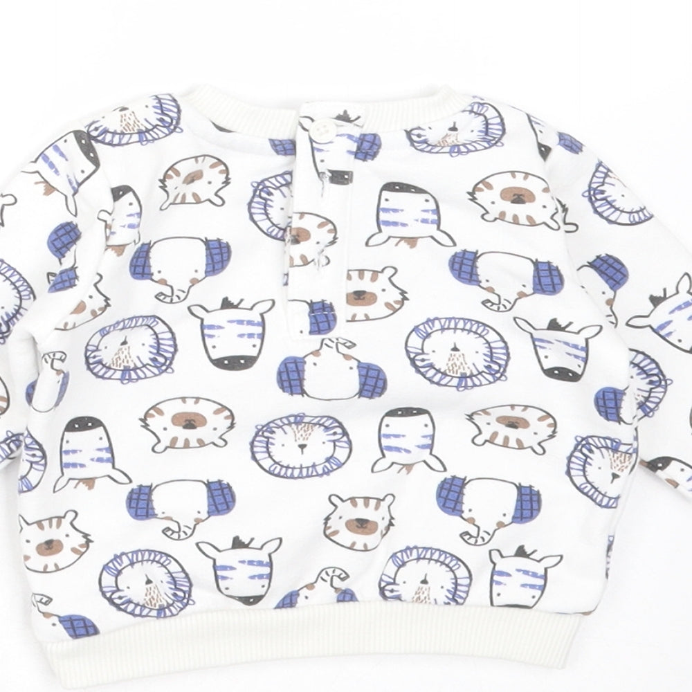 Matalan Baby White Polyester Pullover Jumper Size 0-3 Months - animals