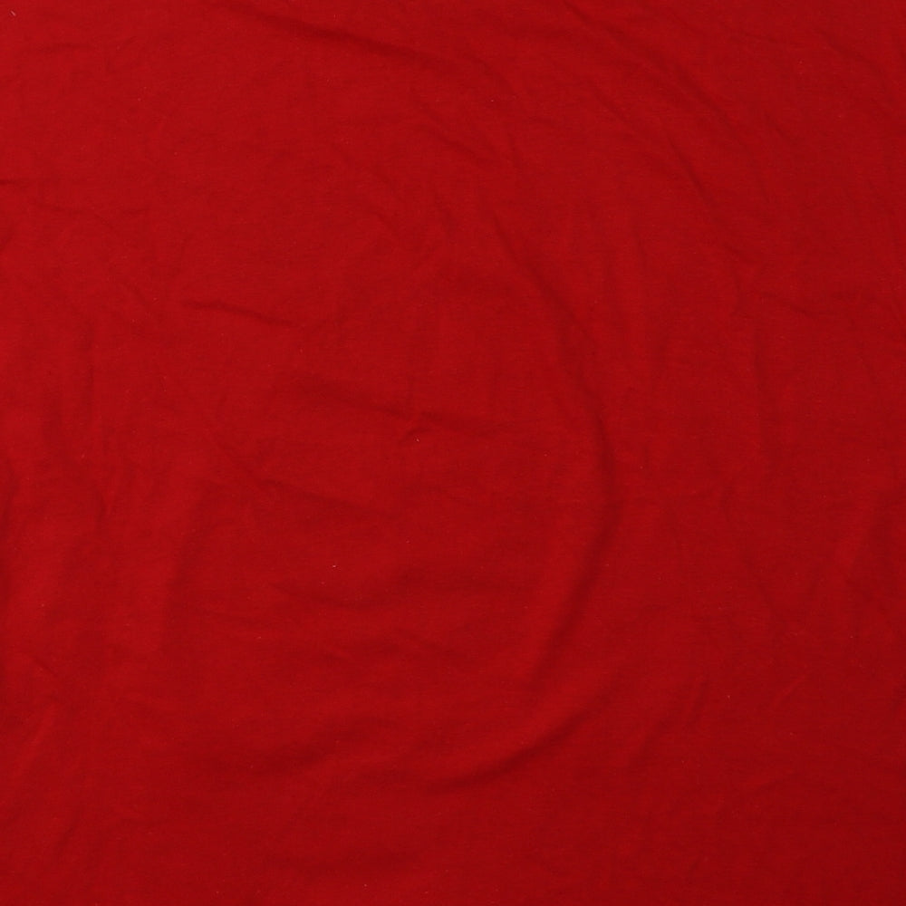 casual classics Mens Red Cotton T-Shirt Size L Crew Neck - Christmas