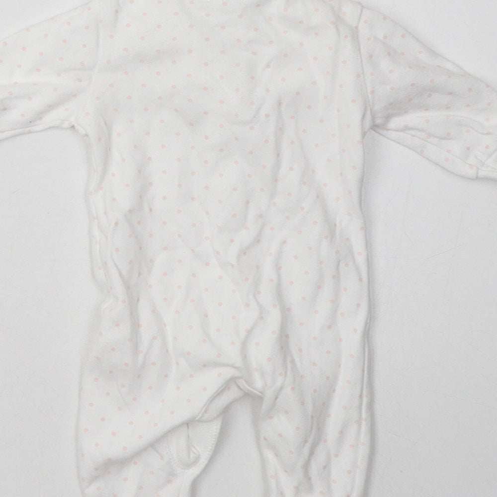 F&F Girls White Geometric Cotton Babygrow One-Piece Size Newborn Buckle