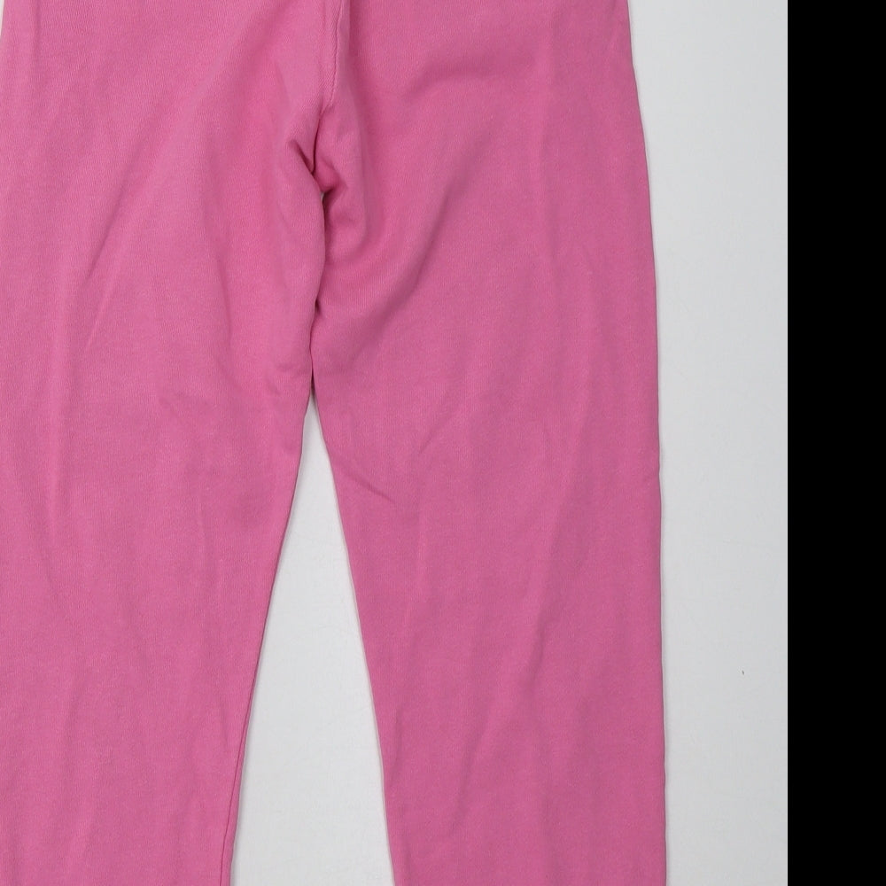 Zara Girls Pink Cotton Jogger Trousers Size 9 Months Regular Tie