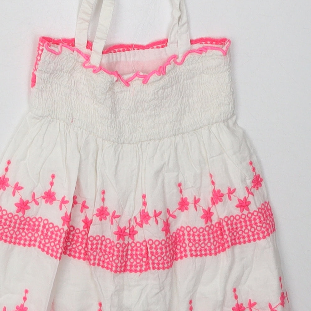 F&F Girls Pink Geometric Cotton A-Line Size Newborn Square Neck Pullover