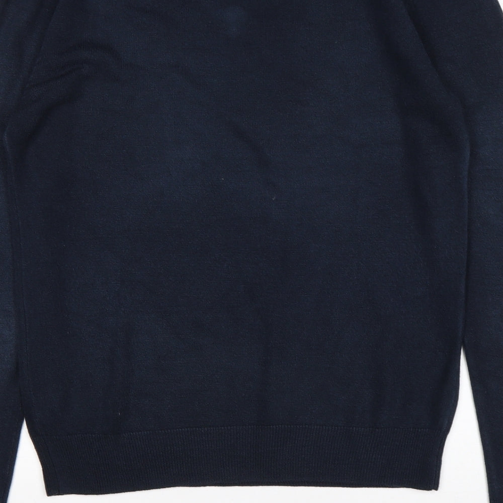 Cedarwood State Mens Blue V-Neck Acrylic Pullover Jumper Size S
