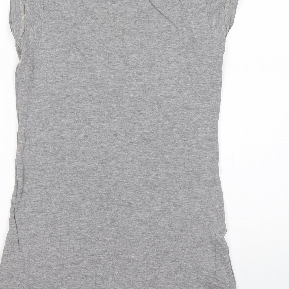 Preworn Womens Grey Cotton Basic T-Shirt Size 8 Round Neck