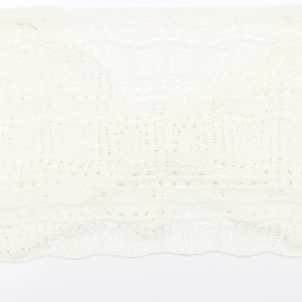 Missguided Womens Ivory V-Neck Acrylic Pullover Jumper Size L