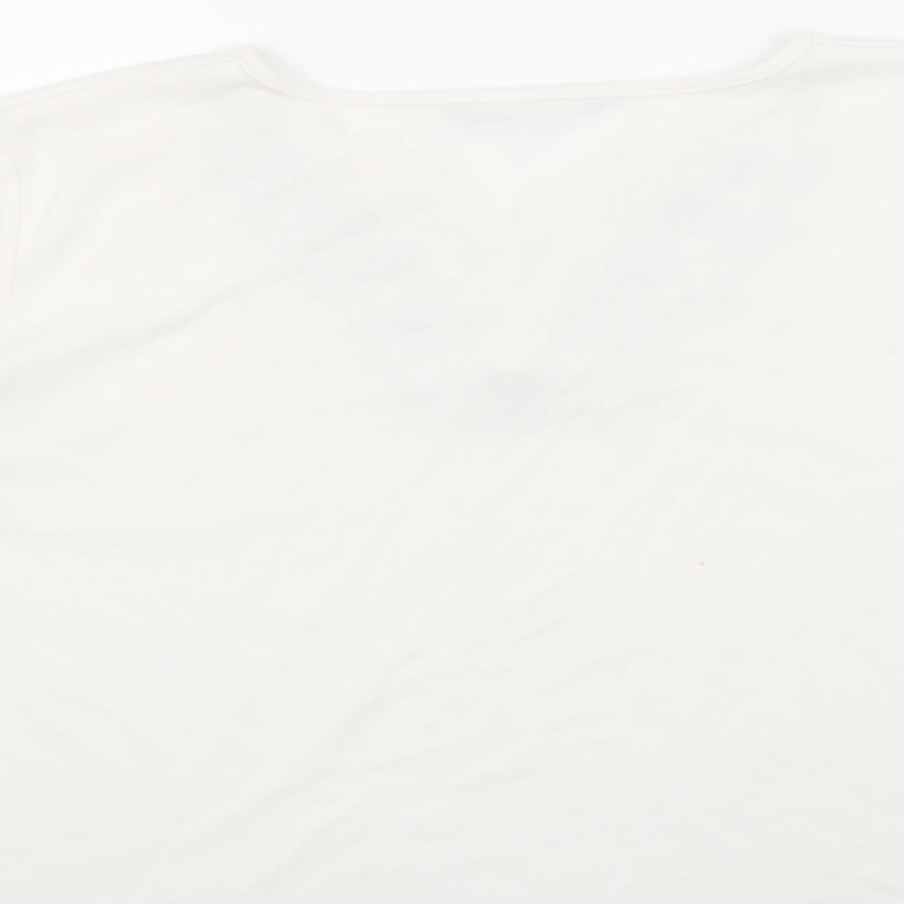 Bonmarché Womens White Polyester Basic Blouse Size XL V-Neck