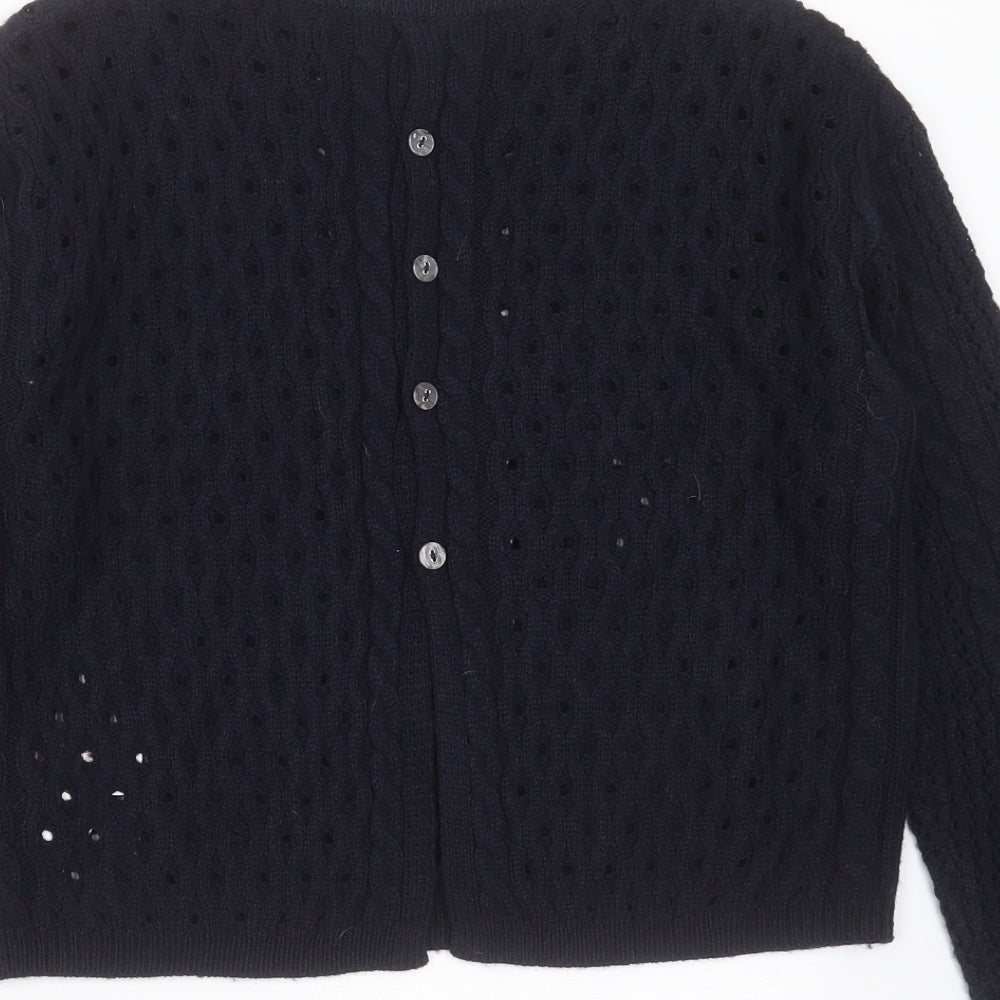Marks & Spencer Womens Blue Round Neck Geometric Acrylic Pullover Jumper Size 10