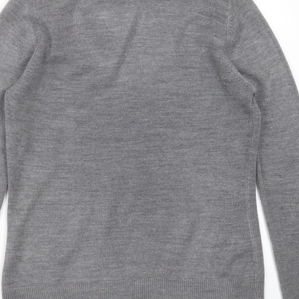 Marks & Spencer Womens Grey Round Neck Acrylic Pullover Jumper Size 12