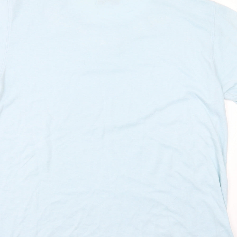 emily claire Womens Blue Cotton Blend Basic T-Shirt Size M Round Neck - Embroidered detail