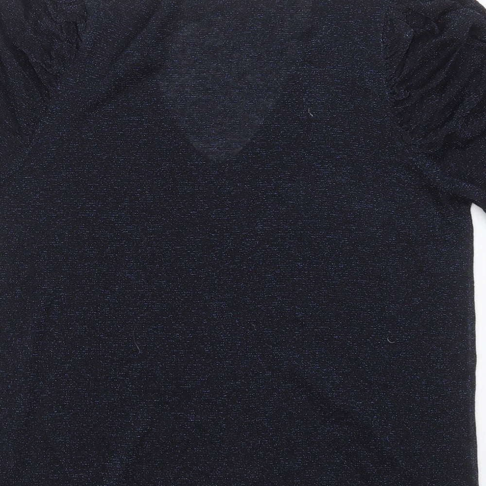 NEXT Womens Blue V-Neck Viscose Pullover Jumper Size 14 - glittery