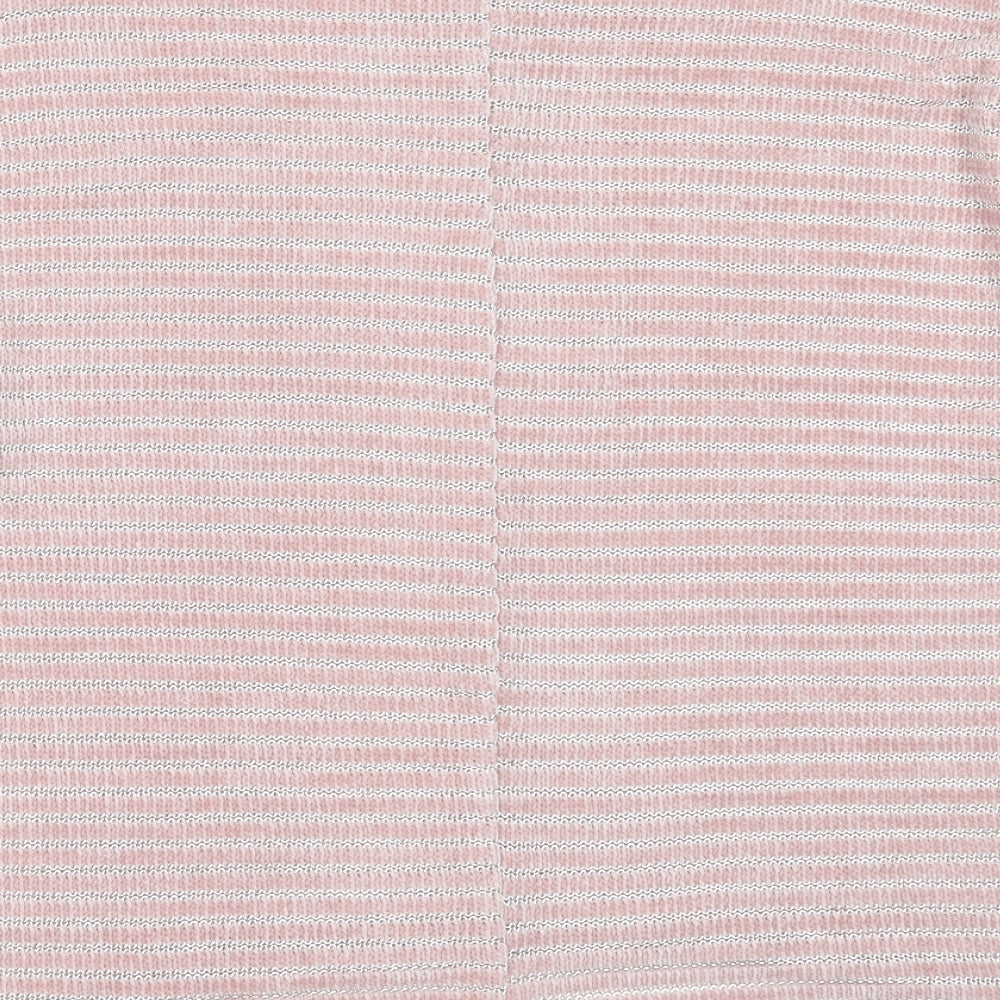 New Look Womens Pink Round Neck Striped Polyester Pullover Jumper Size M