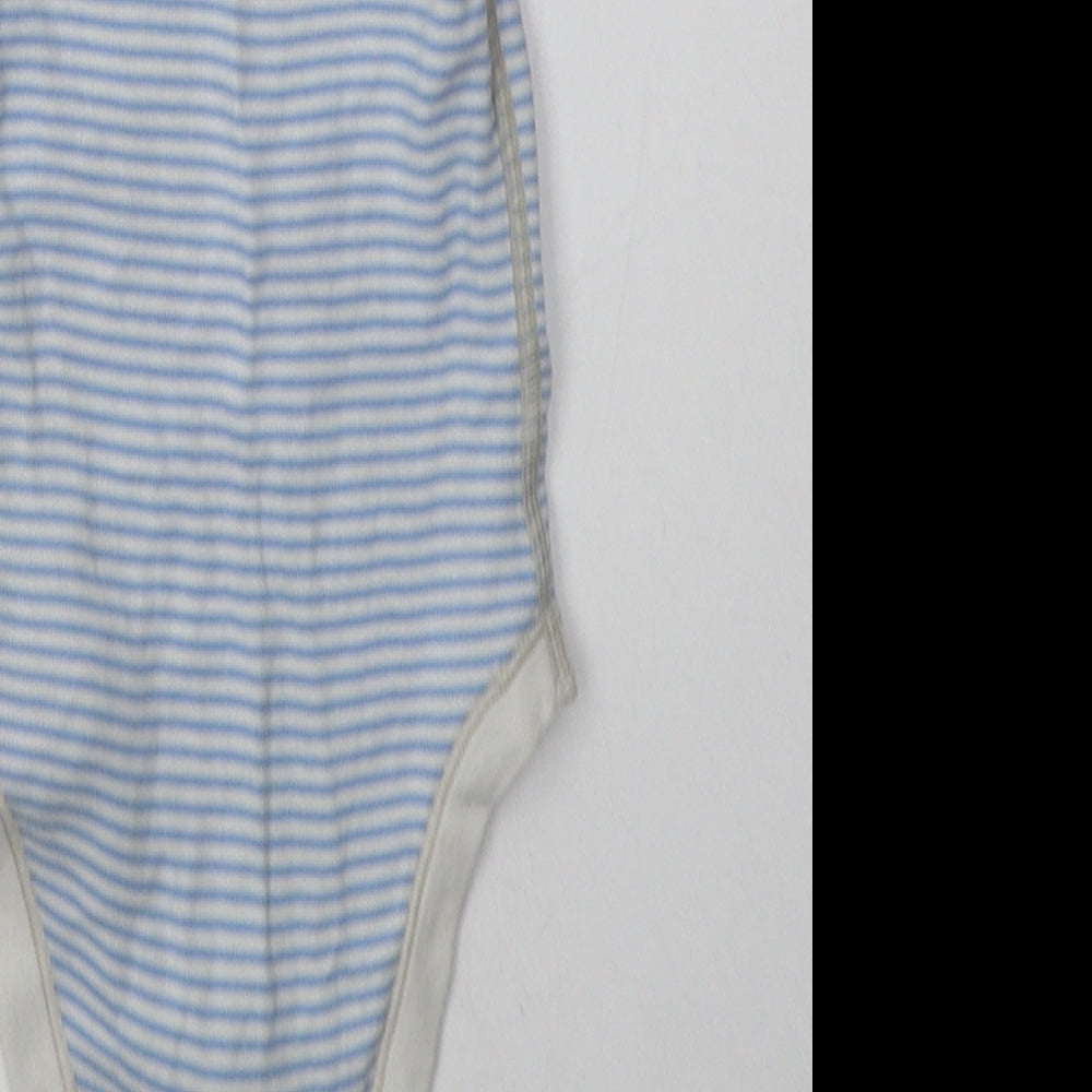 Marks and Spencer Boys Blue Striped Cotton Babygrow One-Piece Size 9-12 Months Buckle
