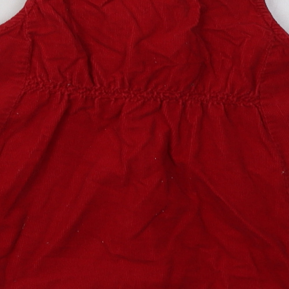 n3xt Girls Red Cotton A-Line Size 3-6 Months Crew Neck Button