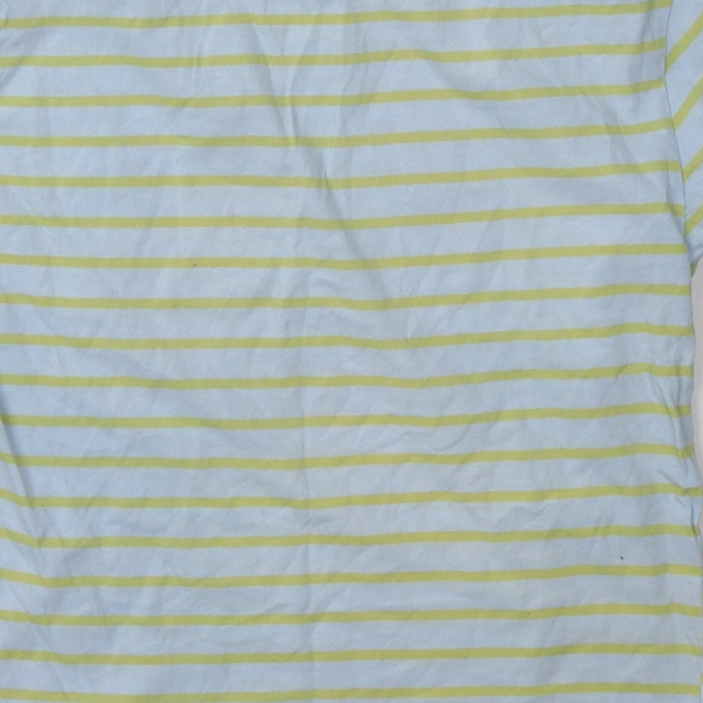 New Look Womens Blue Striped Cotton Basic T-Shirt Size 6 Crew Neck - Paris