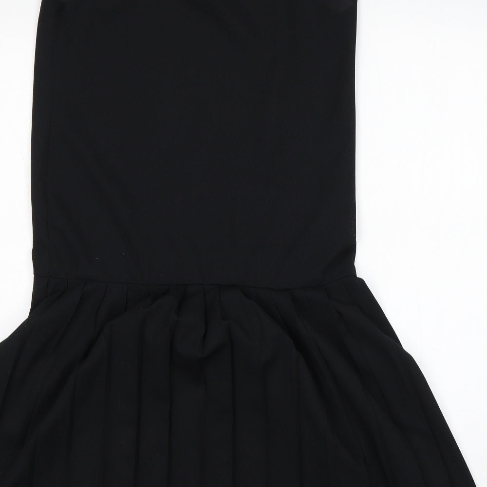 Preworn Womens Black Polyester Tank Dress Size 12 Round Neck