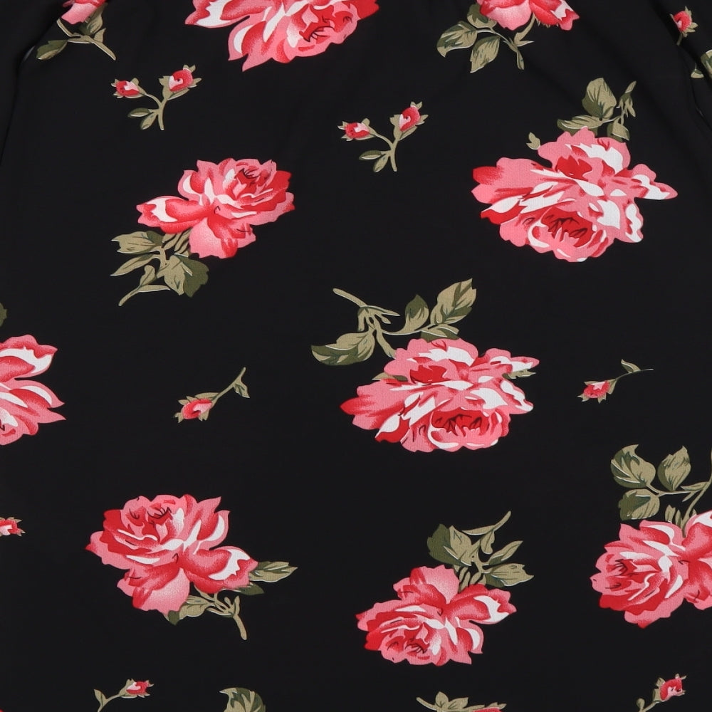 Cameo Rose Womens Multicoloured Floral Polyester Basic Blouse Size 10 Boat Neck