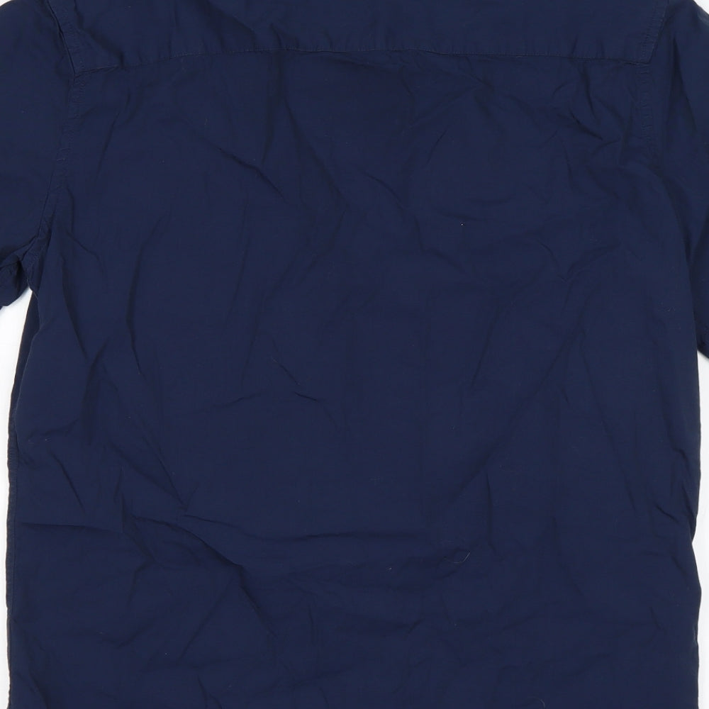 New Look Mens Blue Cotton Button-Up Size M Collared