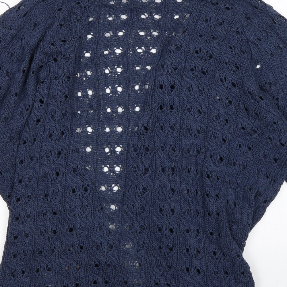 B. You Womens Blue V-Neck Acrylic Cardigan Jumper Size 12