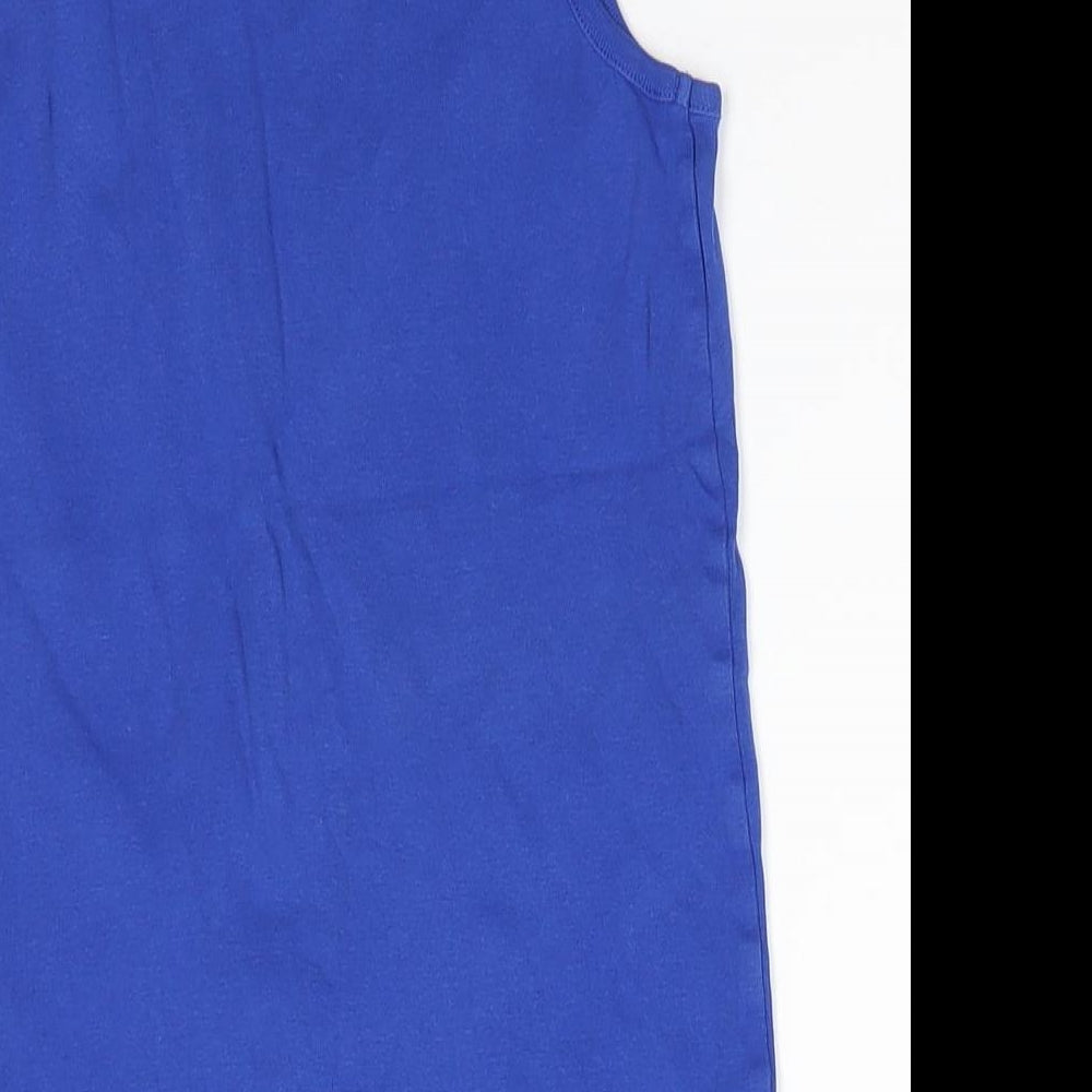 M&S Boys Blue 100% Cotton Basic Tank Size 9-10 Years Round Neck