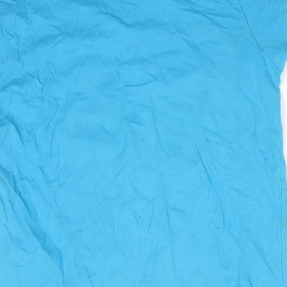 Little Kids Boys Blue 100% Cotton Basic T-Shirt Size 6-7 Years Round Neck