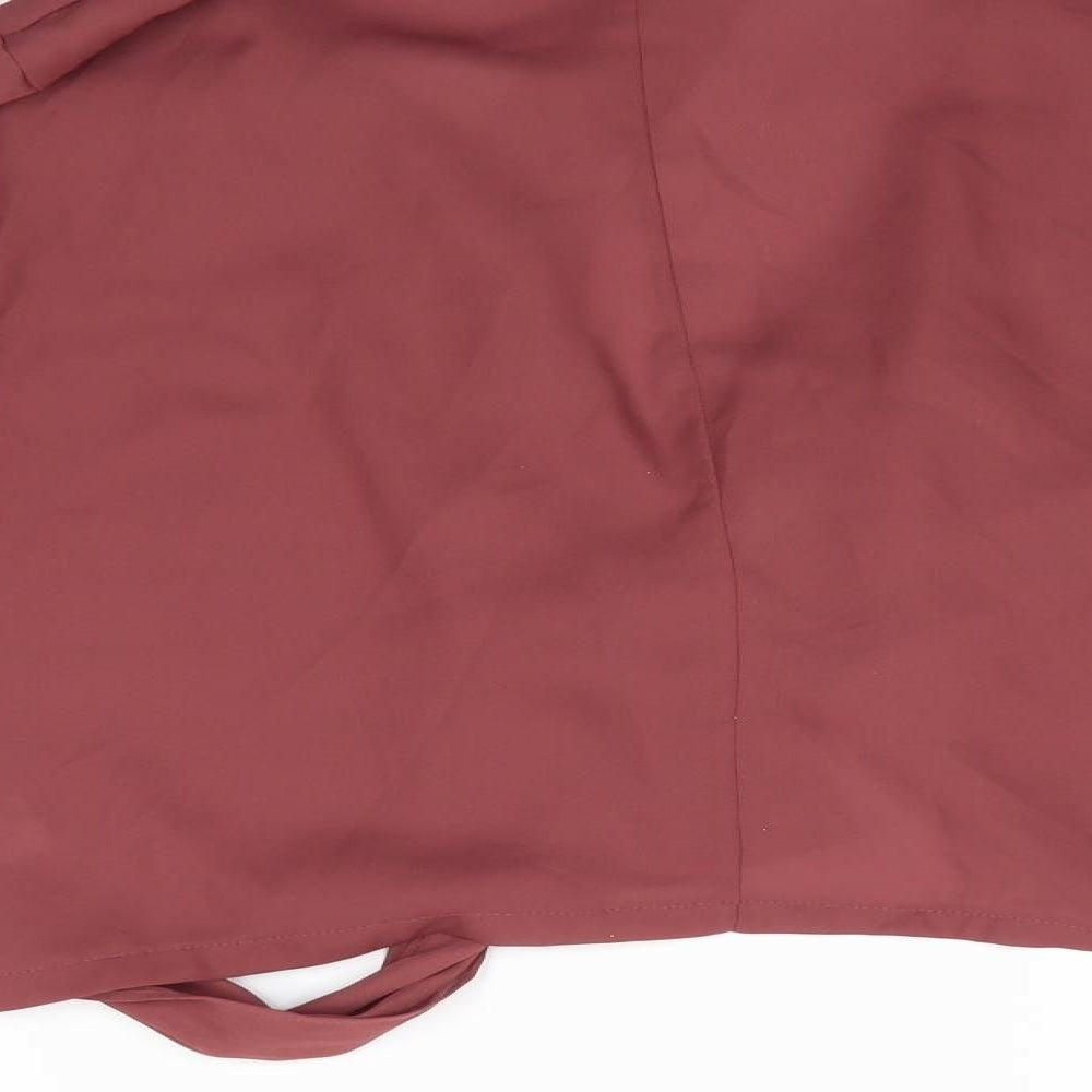 PRETTYLITTLETHING Womens Brown Polyester Basic Blouse Size 12 Collared