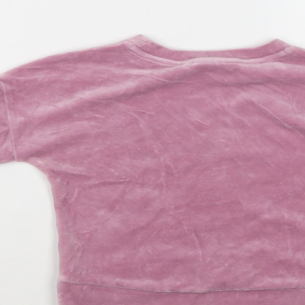 NEXT Girls Pink Cotton Pullover Sweatshirt Size 6 Years - Snowflake Pattern
