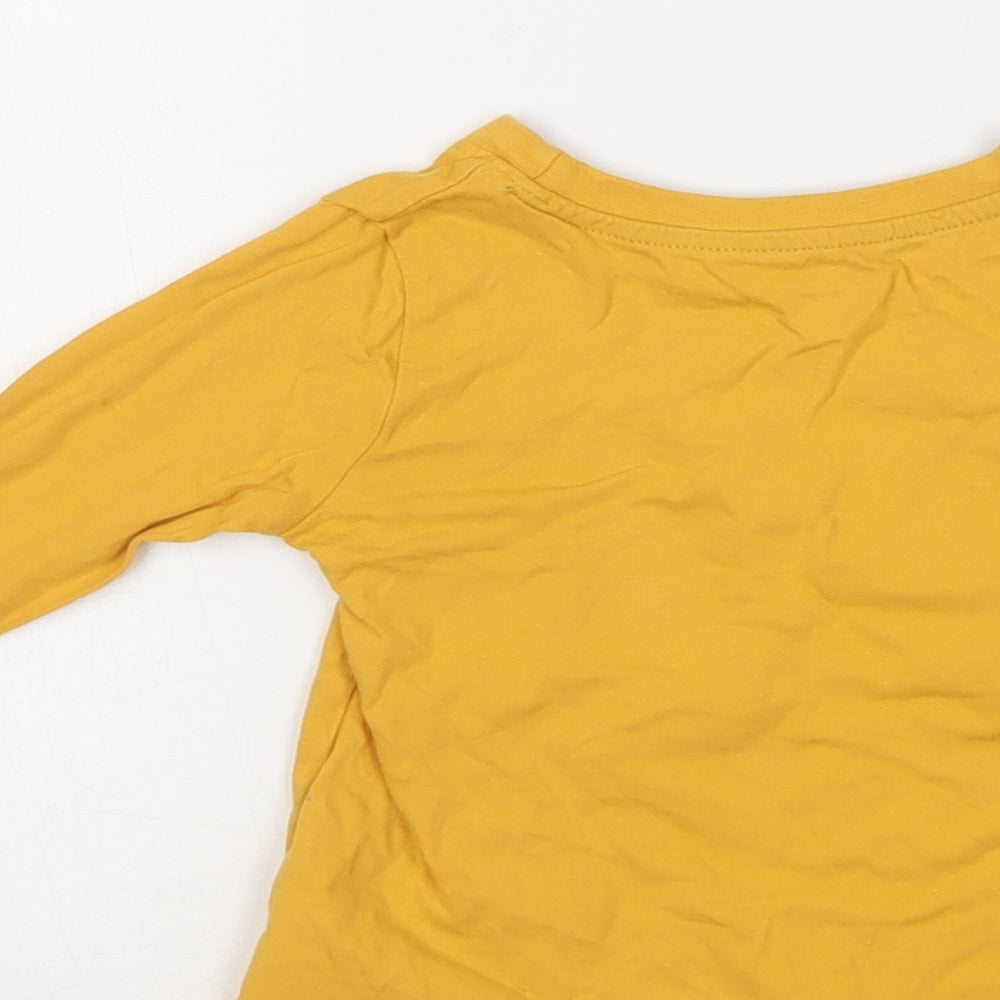 Primark Baby Yellow Cotton Basic T-Shirt Size 18-24 Months Crew Neck - Super Star