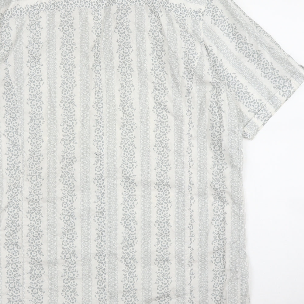 St George by Duffer Mens Grey Floral Cotton Button-Up Size M Collared Button