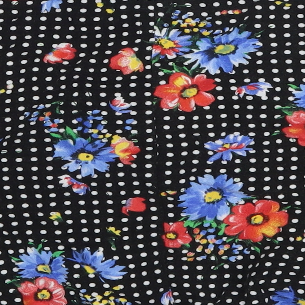 Primark Girls Multicoloured Polka Dot Viscose Basic Blouse Size 9-10 Years V-Neck Pullover - Flowers