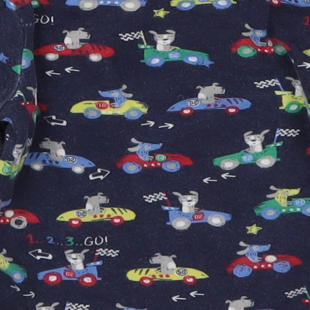George Boys Blue Solid Cotton Cami Pyjama Top Size 6-9 Months Pullover - Racecars