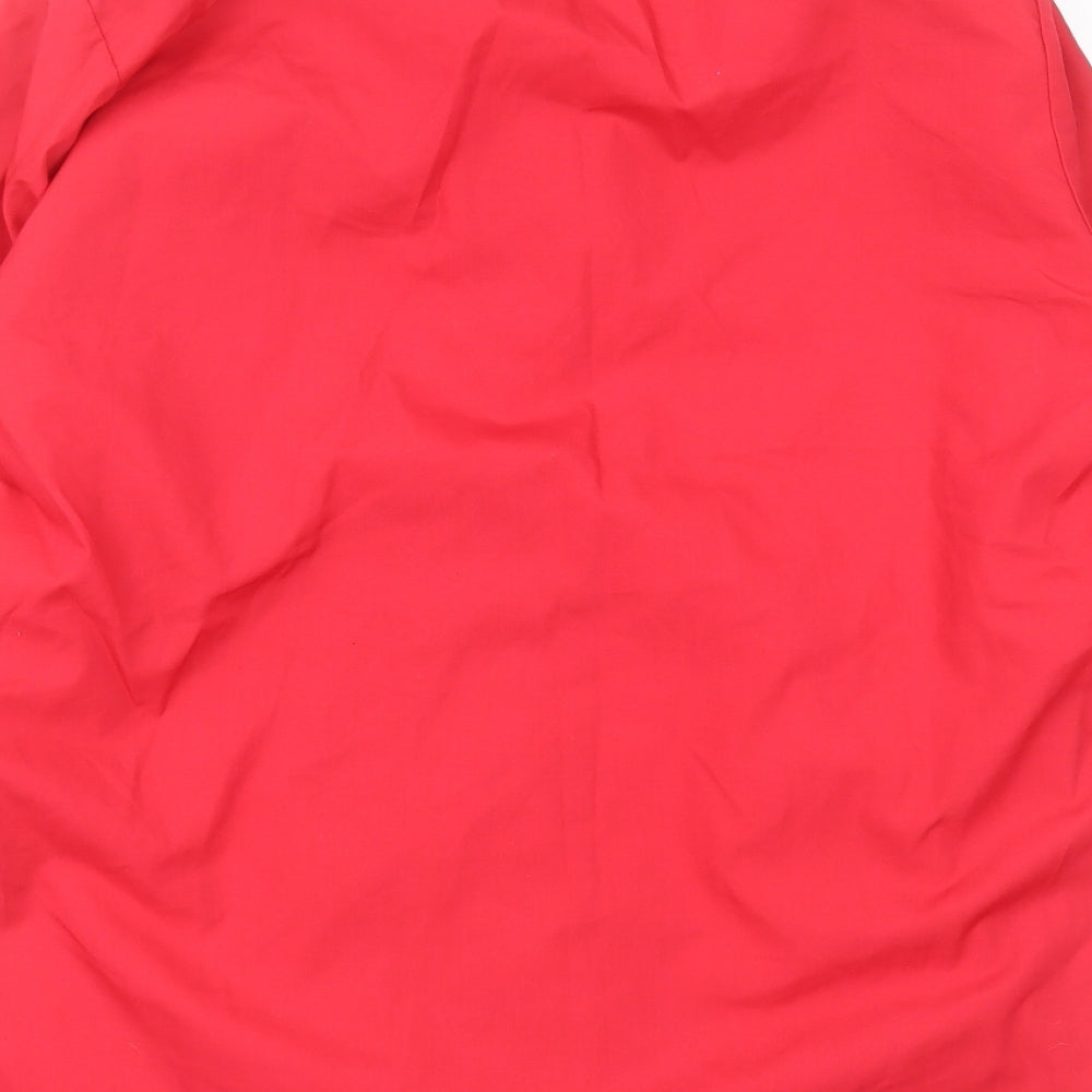 Banner Mens Red Polyester Button-Up Size 15 Collared Button