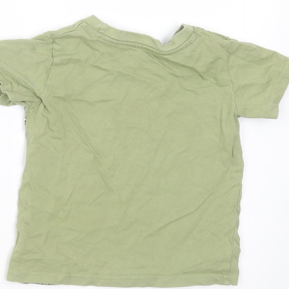 Primark Baby Green Cotton Basic T-Shirt Size 12-18 Months Round Neck - giraffe