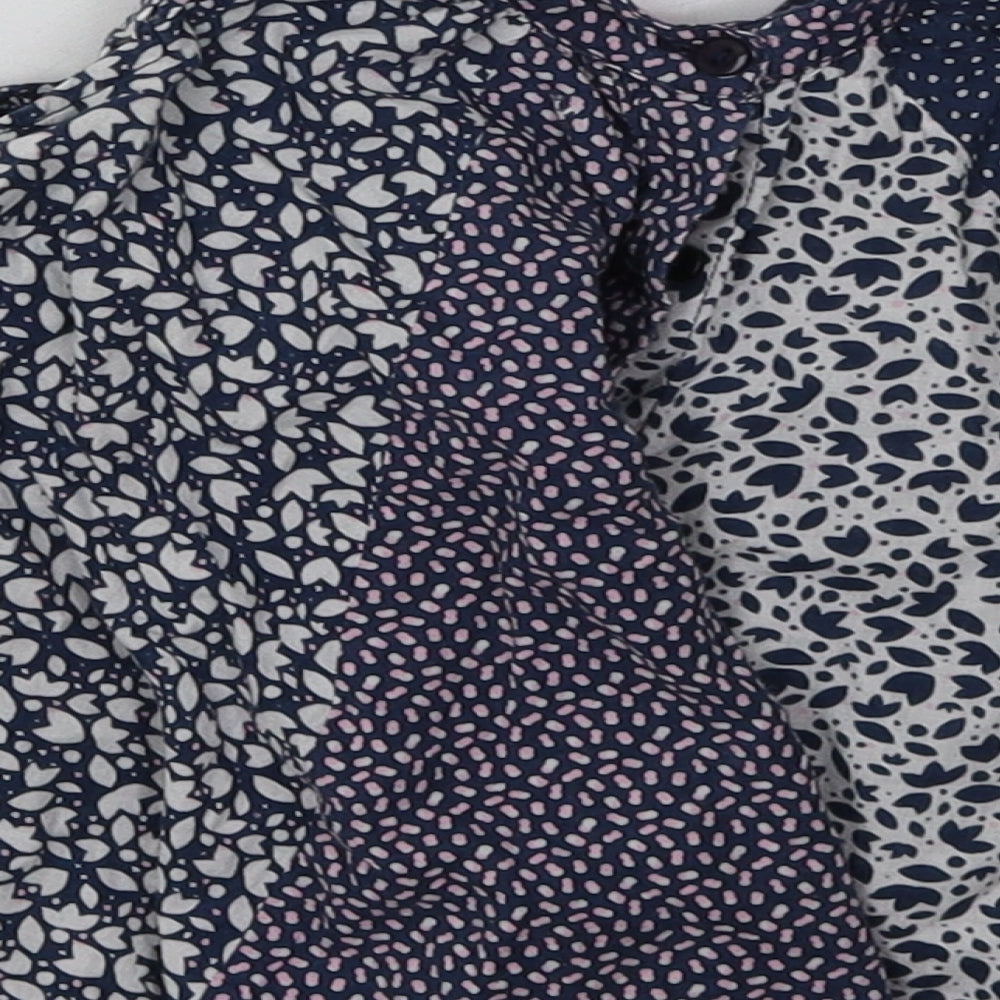 mini me Girls Blue Polka Dot Cotton A-Line Size 3-6 Months Crew Neck Button