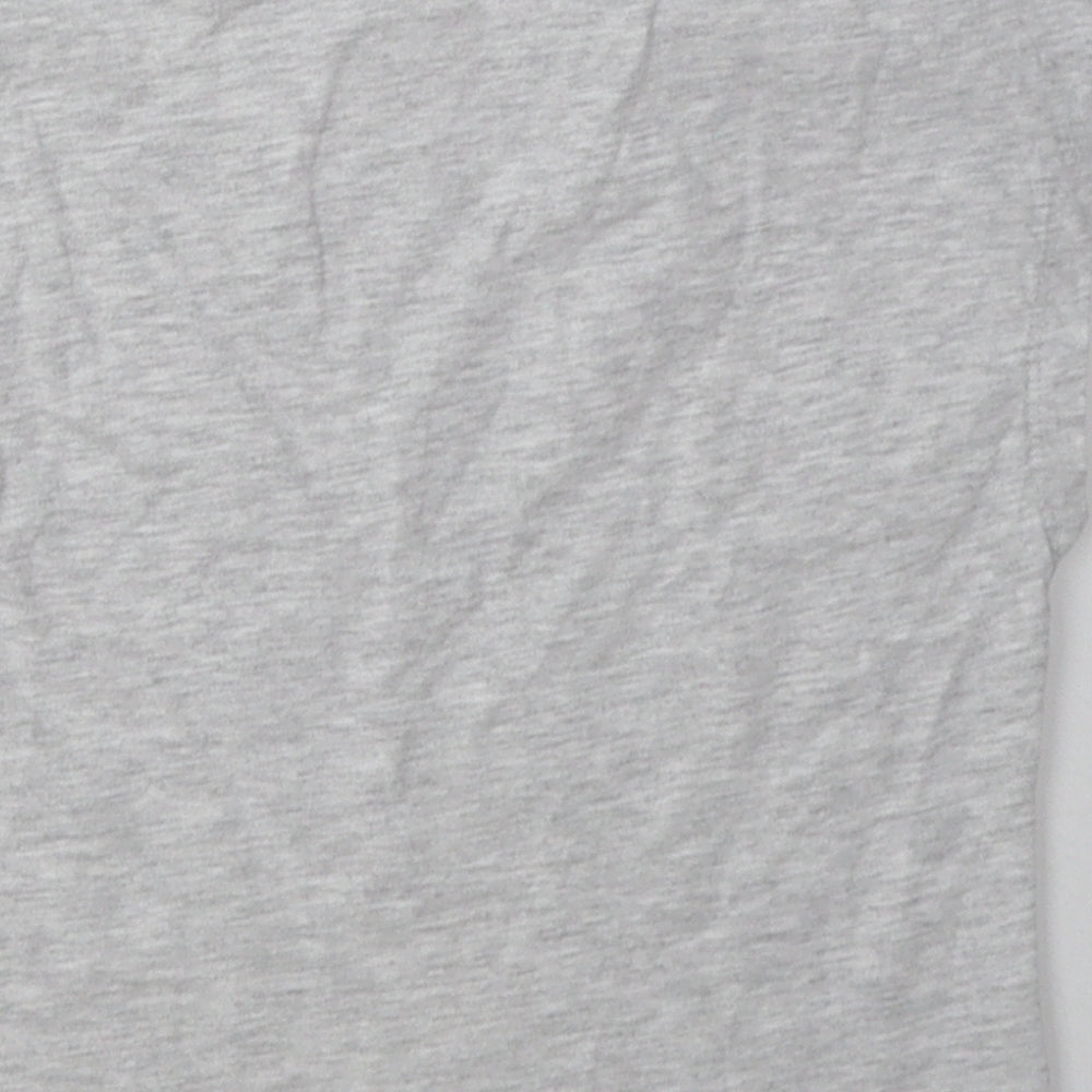 alive Girls Grey Cotton Basic T-Shirt Size 7 Years Crew Neck Button