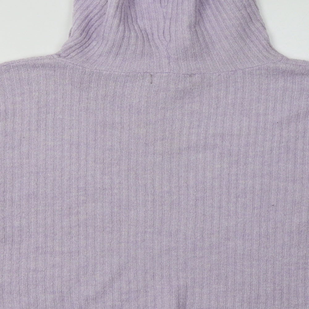 New Look Womens Purple Acrylic Pullover Hoodie Size L Pullover