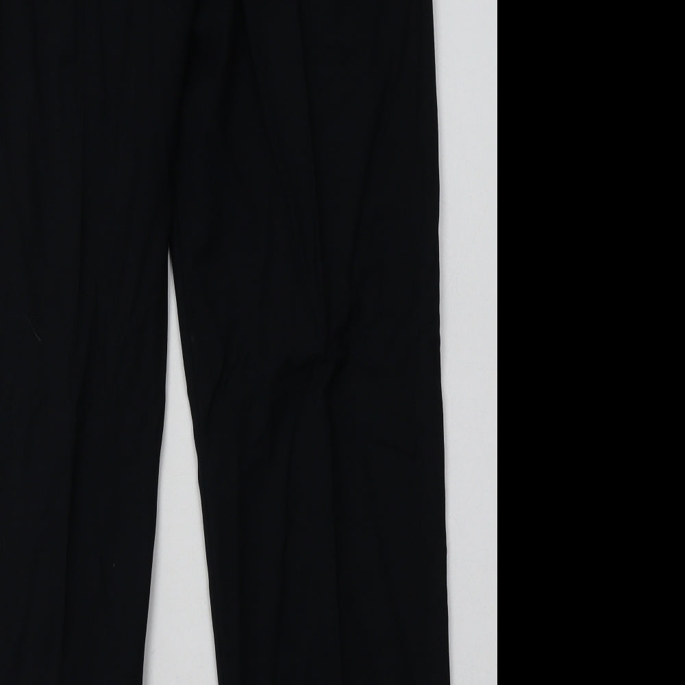 Marks & Spencer Womens Black Polyester Trousers Size 12 L29 in Regular Buckle