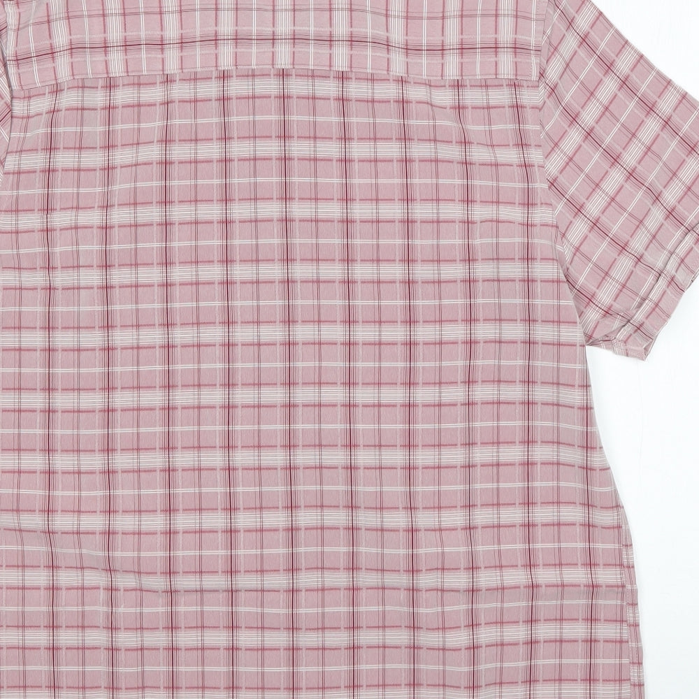 Premier Man Mens Pink Plaid Polyester Button-Up Size L Collared