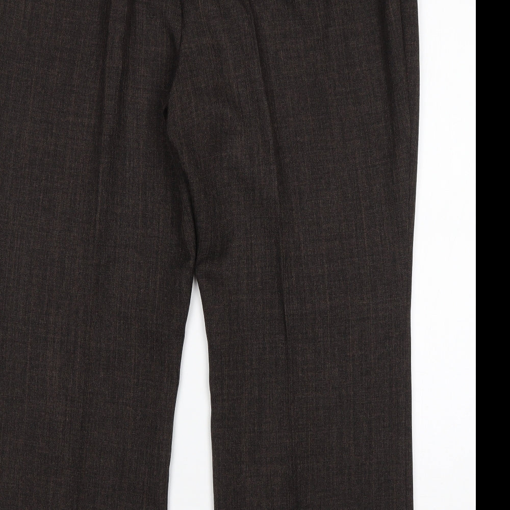 Marks & Spencer Mens Brown Polyester Trousers Size 20 L28 in Regular