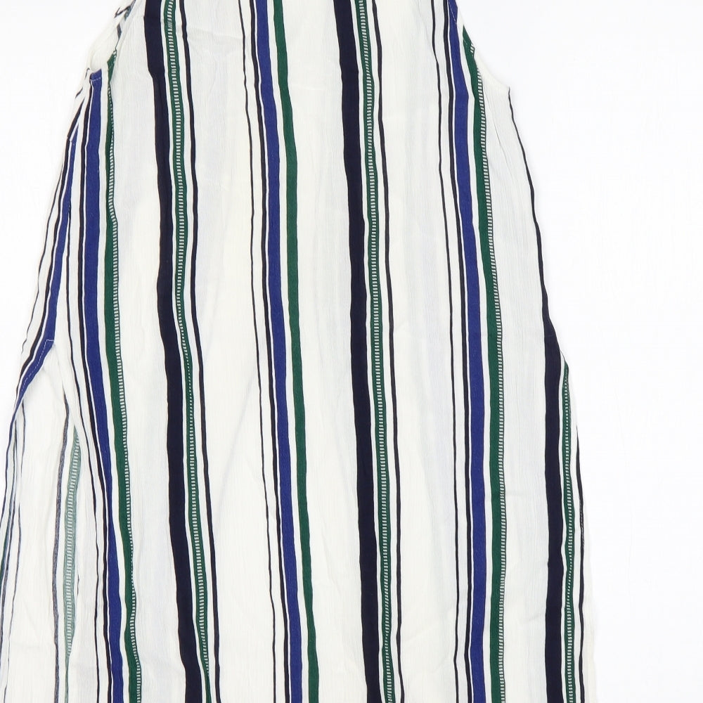 River Island Womens Multicoloured Striped Viscose Basic Blouse Size 10 V-Neck