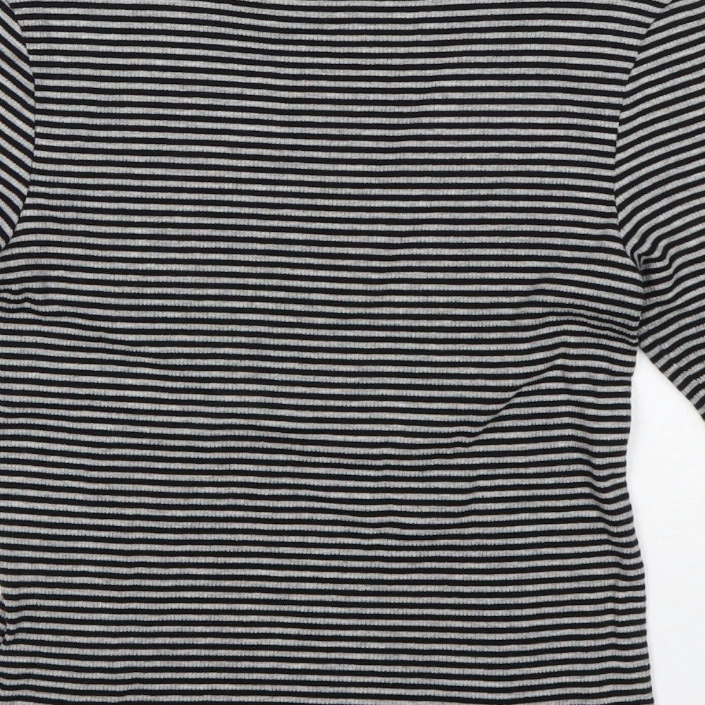 H&M Womens Multicoloured Round Neck Striped Cotton Pullover Jumper Size XS