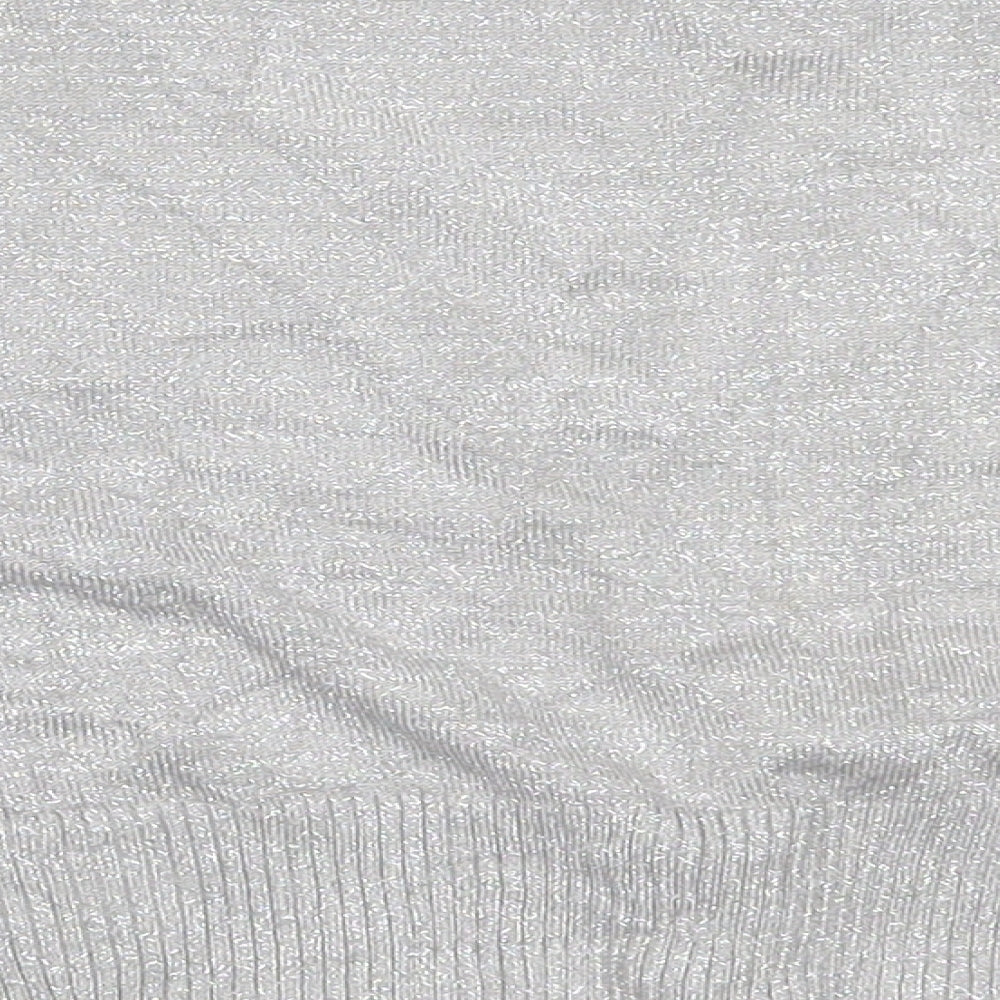 Bay Womens Silver V-Neck Viscose Cardigan Jumper Size 12