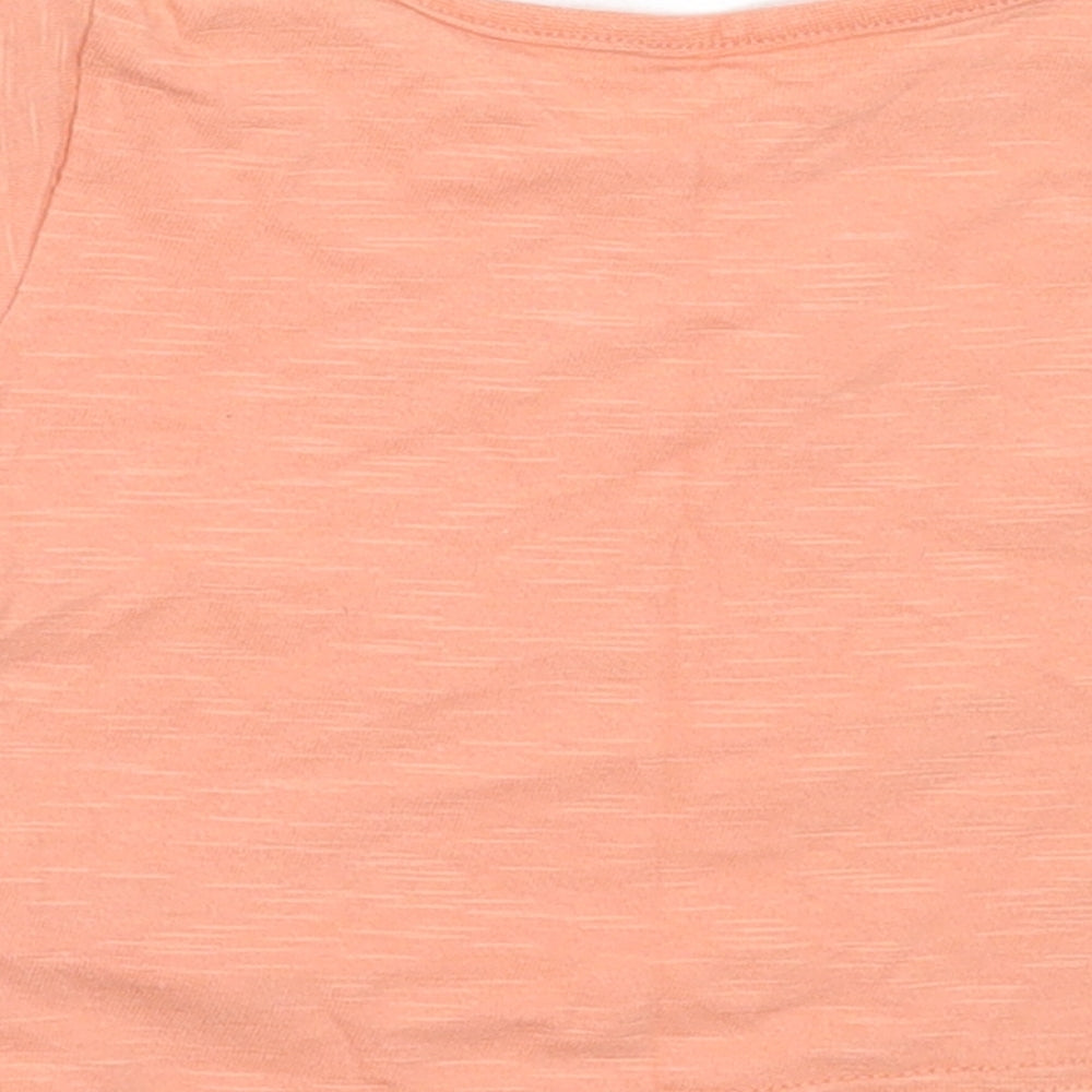 Marks & Spencer Girls Orange Cotton Basic T-Shirt Size 6-9 Months Round Neck