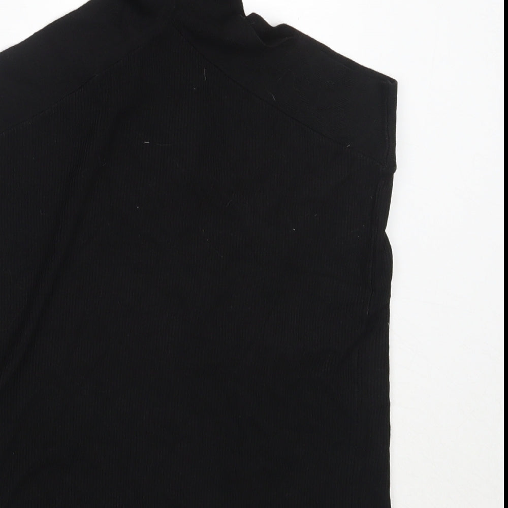 NEXT Womens Black Viscose Basic Blouse Size 10 Round Neck