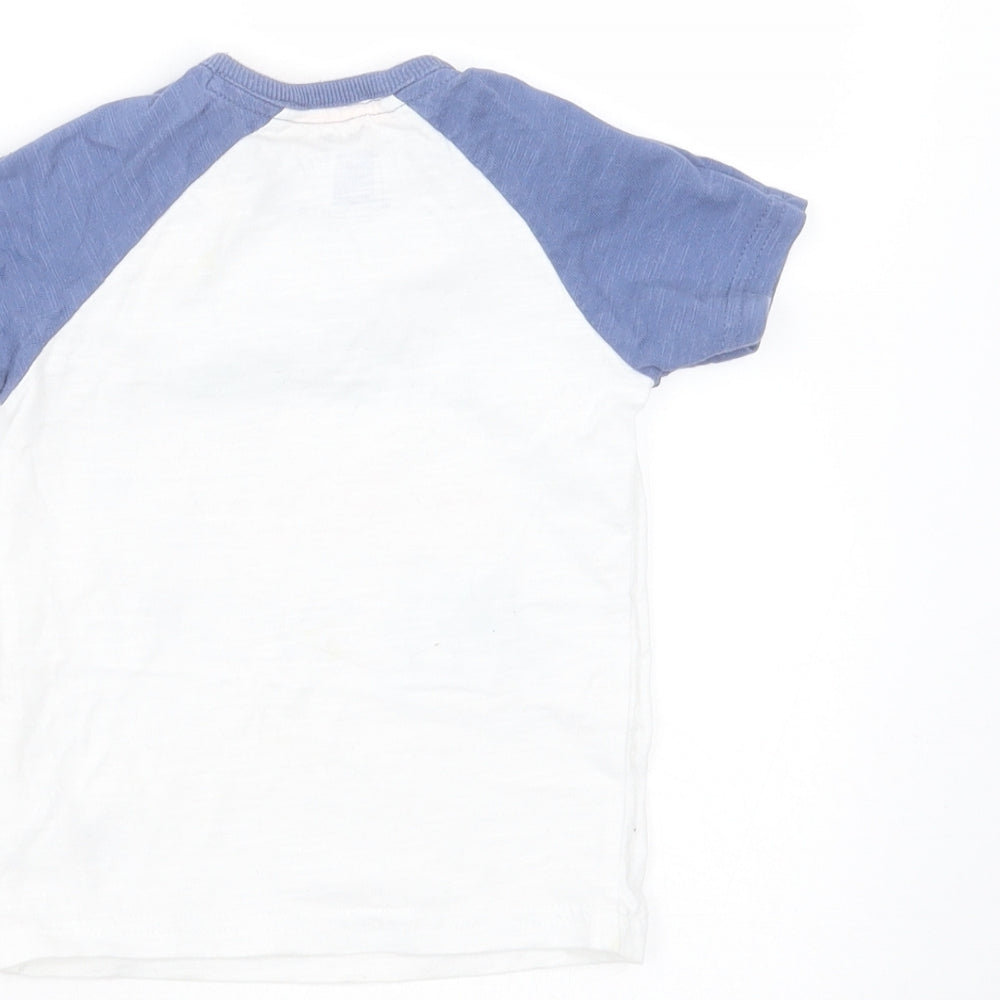 George Boys White Cotton Basic T-Shirt Size 6-9 Months Round Neck - little man at work