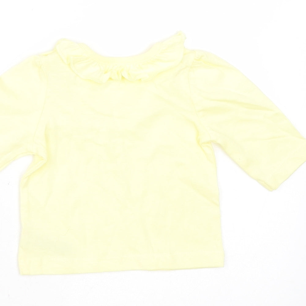 Nutmeg Girls Yellow Cotton Basic T-Shirt Size Newborn Round Neck