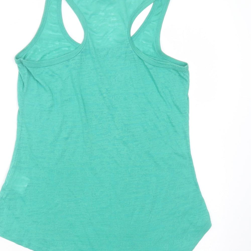 FASHION PRIDE Womens Green Polyester Basic Tank Size 12 Round Neck - Asymmetric Hem