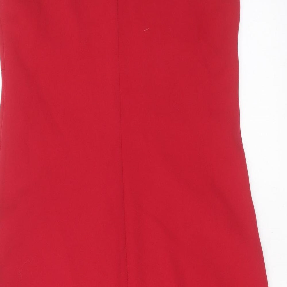 Sisley Womens Red Polyester Shift Size M V-Neck